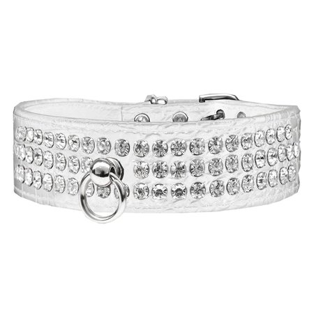 MIRAGE PET PRODUCTS Style No.73 Rhinestone Designer Croc Dog CollarWhite Size 12 82-22-WTC12